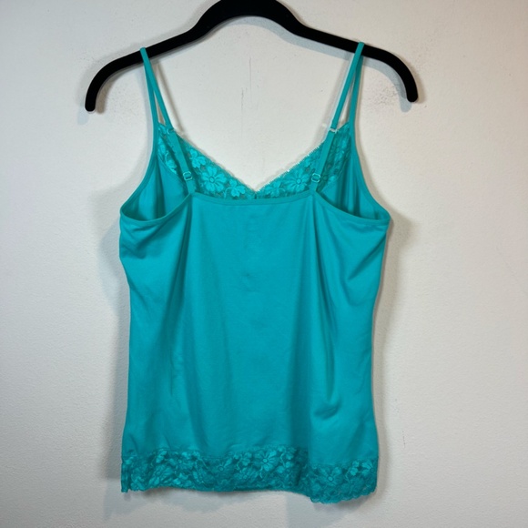 Lace Trim Cami Top Aqua Sleeveless Tank Top Whimsical Babydoll Aqua Womens Large - Picture 6 of 8